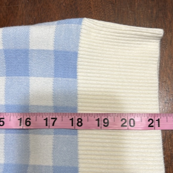 Nanette Lepore Blue Cream Plaid Button Up Cardigan Sz M NWT - Picture 10 of 12